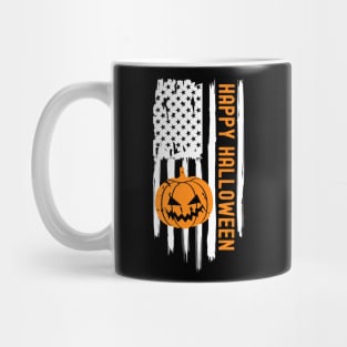 Happy halloween usa flag with scary pumpkin Mug